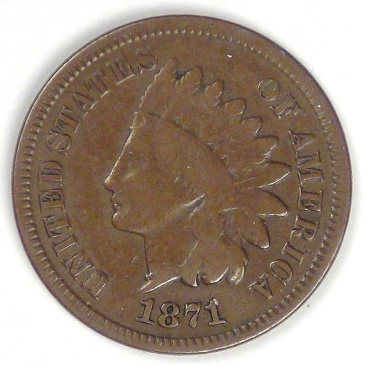 1871 Indian Head Cent, F-15
