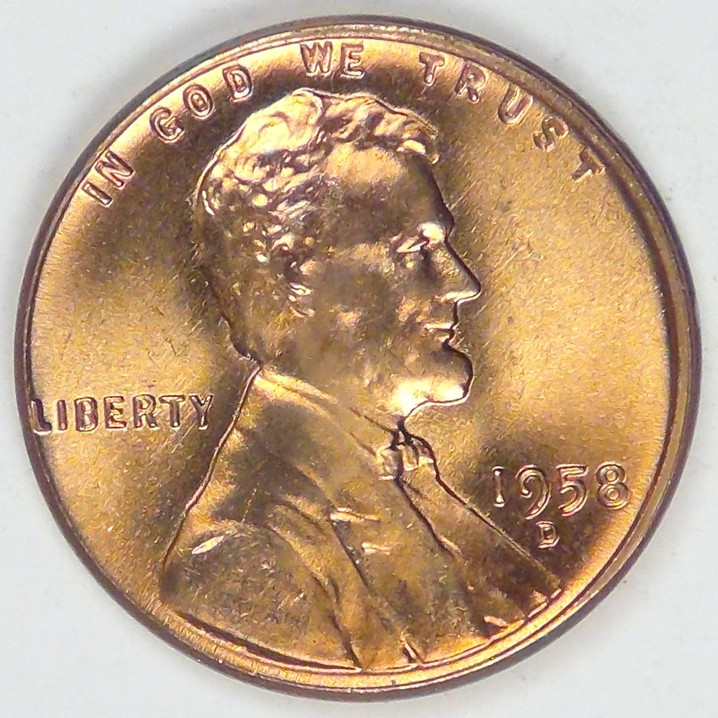 1958-D Lincoln Cent, MS-65 RD
