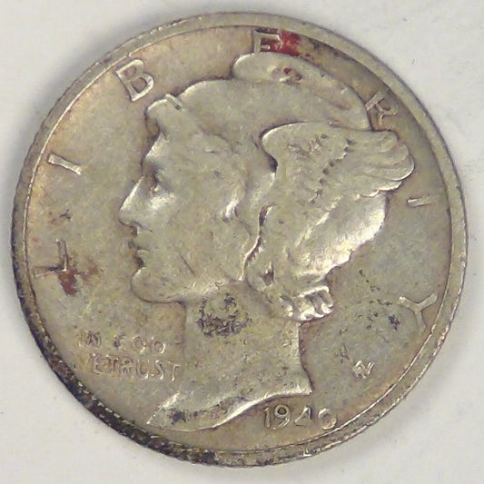 1943 Mercury Dime, VF-20