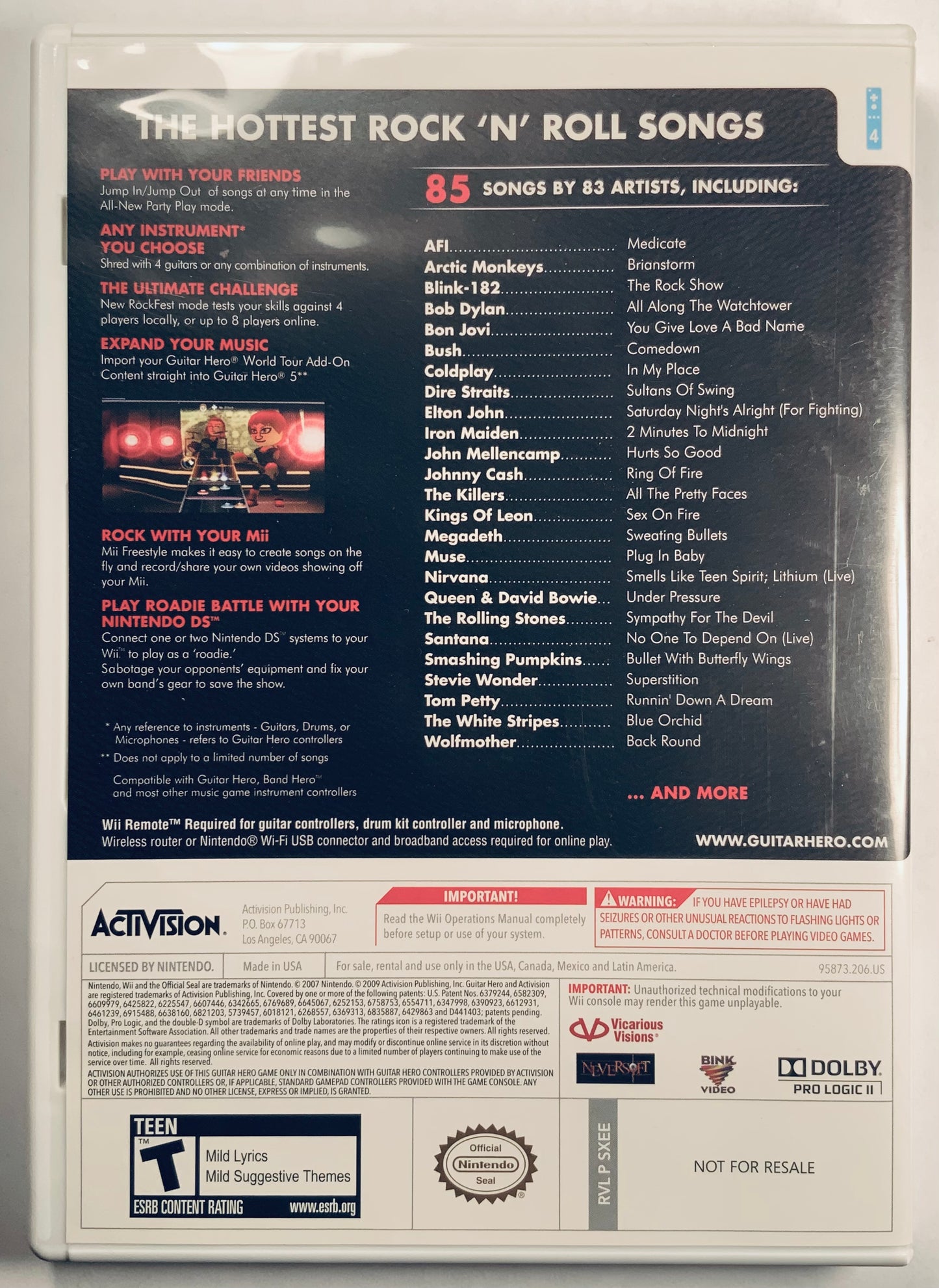 Guitar Hero 5 for Wii (game only)