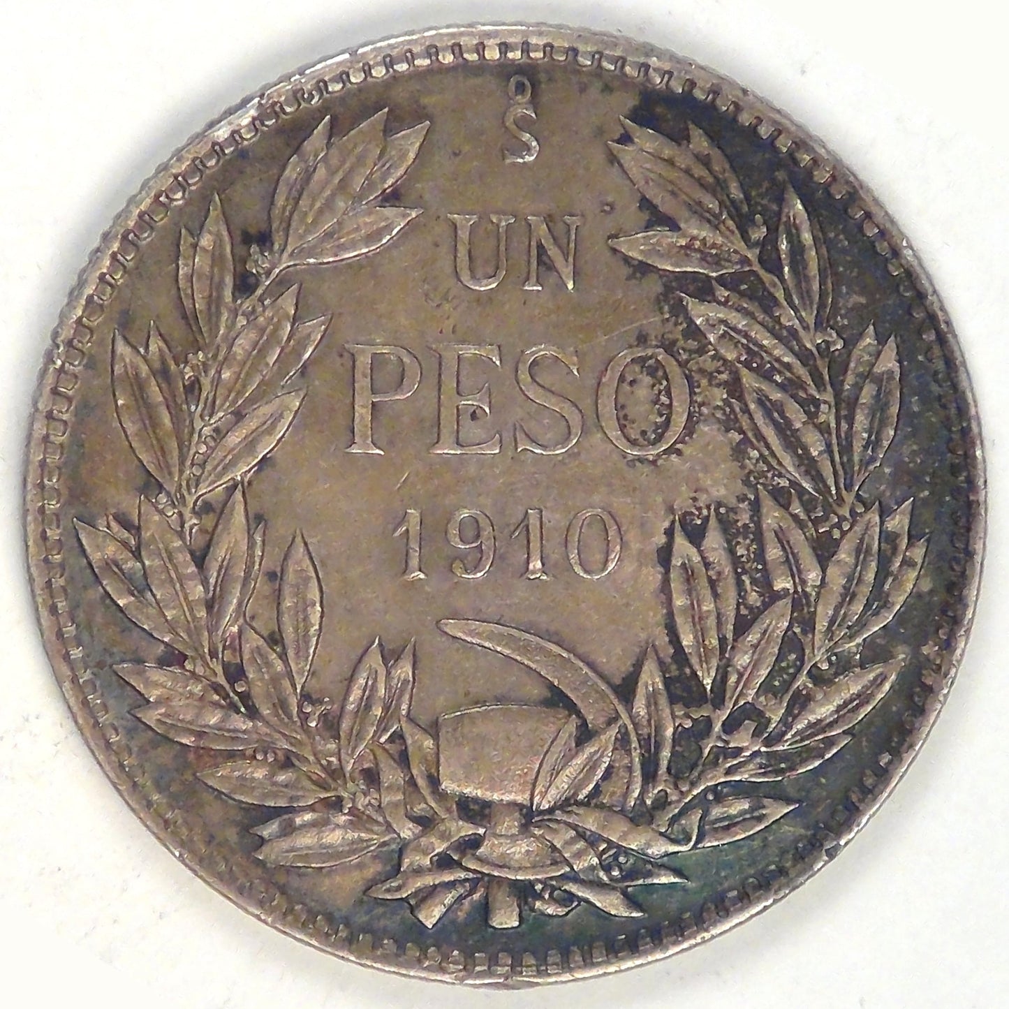 CHILE - Republic, 1910 So, Peso, Choice AU
