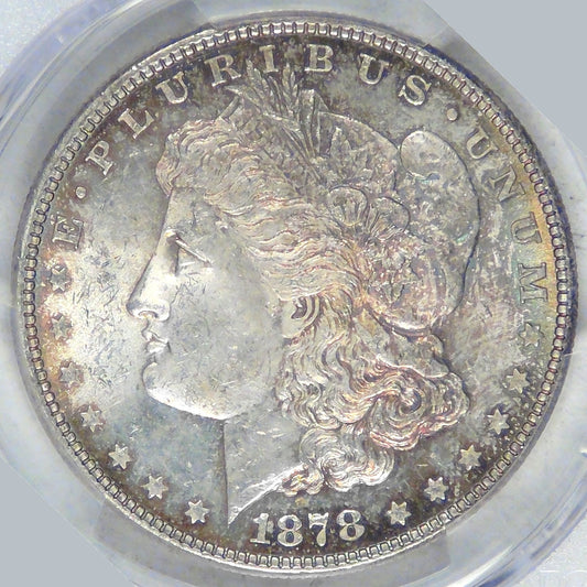 1878 7TF rev of 78 Morgan Dollar, MS-64 PCGS nice color