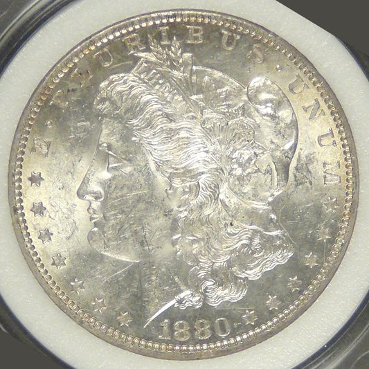 1880-O Morgan Dollar, AU-58 in CSI holder