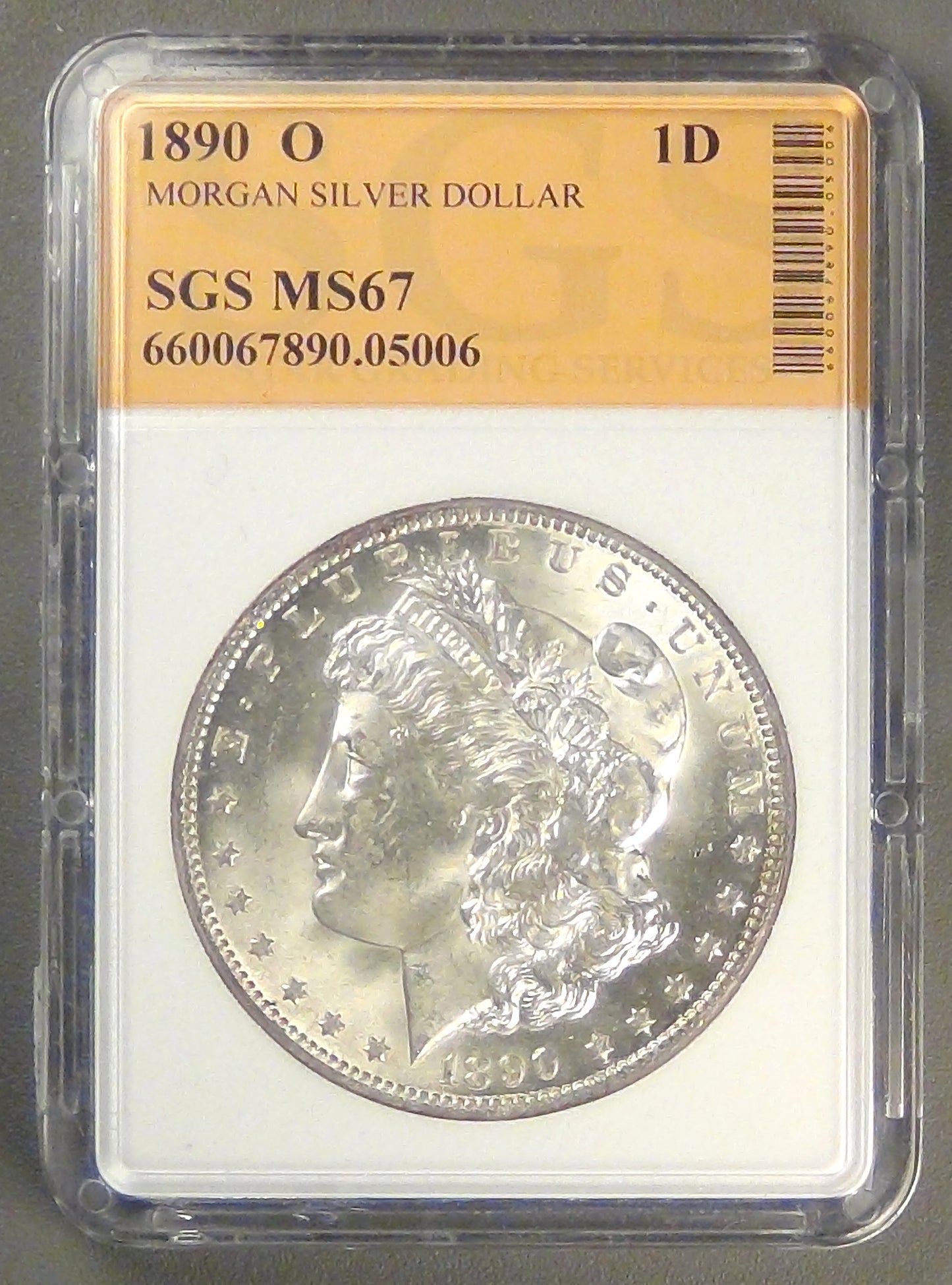 1890-O Morgan Dollar MS-63+ in SGS holder