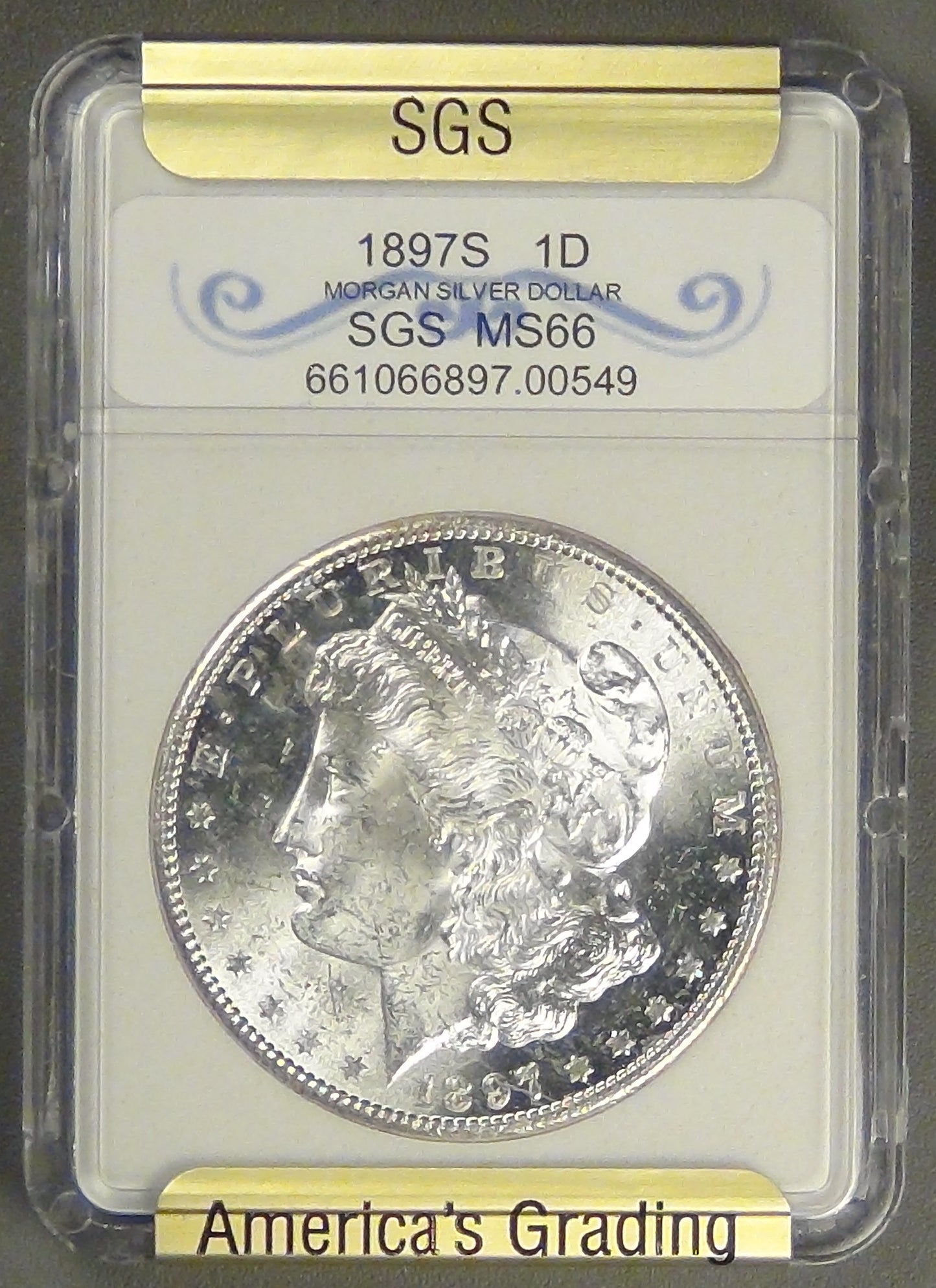 1897-S Morgan Dollar, MS-63 in SGS holder