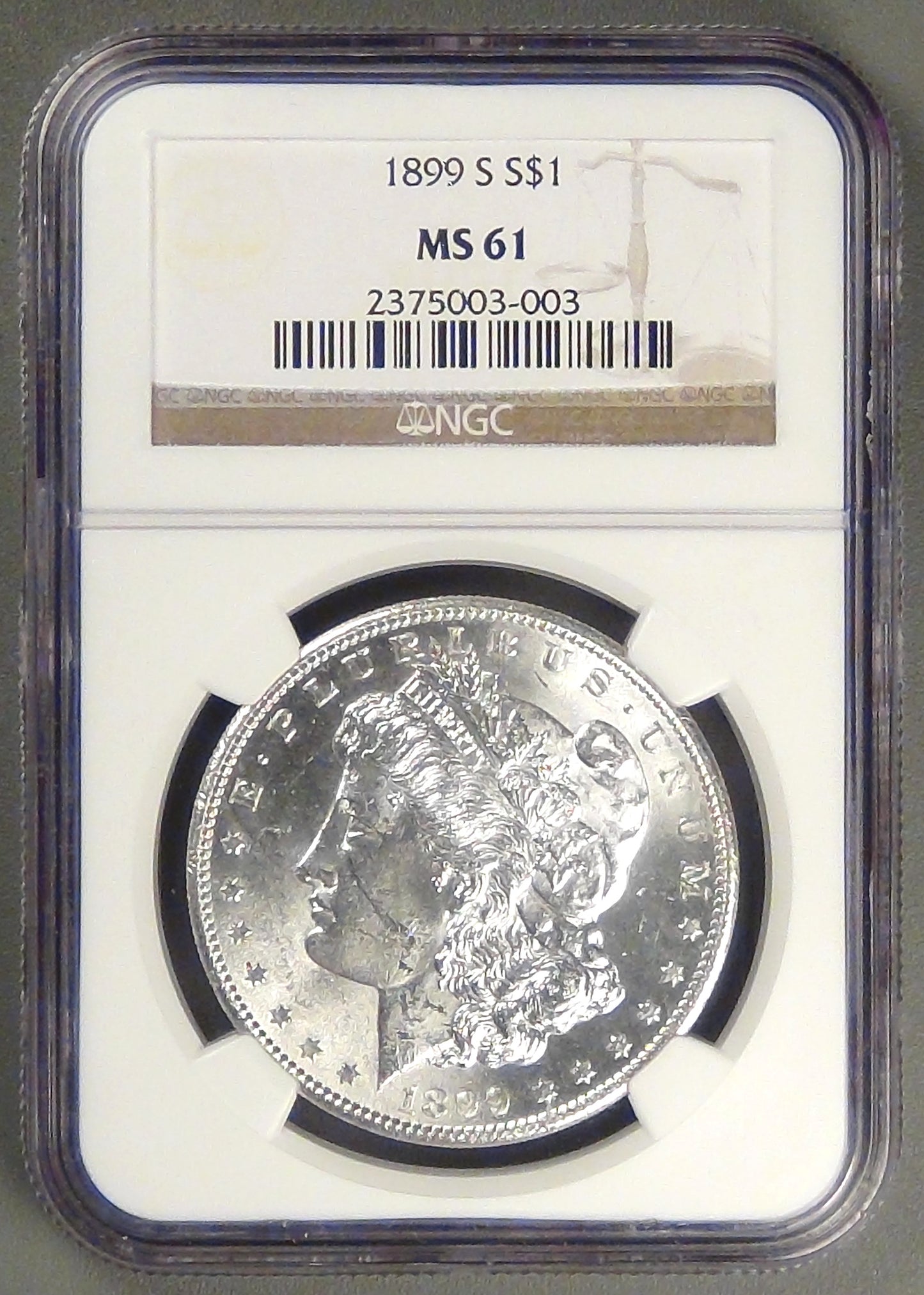 1899 Morgan Dollar, MS-61 NGC