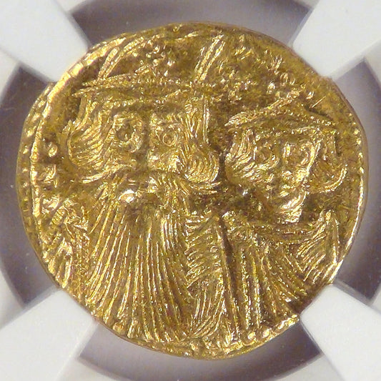 BYZANTINE EMPIRE, Constans II and Constantine IV (654-668 AD), 661-663 AD, AV Solidus, graded AU by NGC