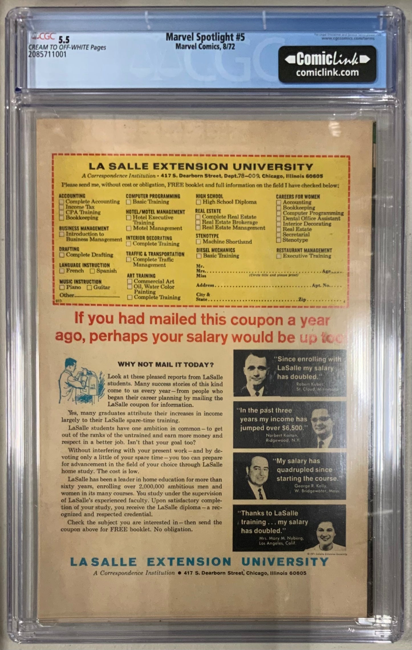 Marvel Spotlight #5 graded FN- 5.5 by CGC