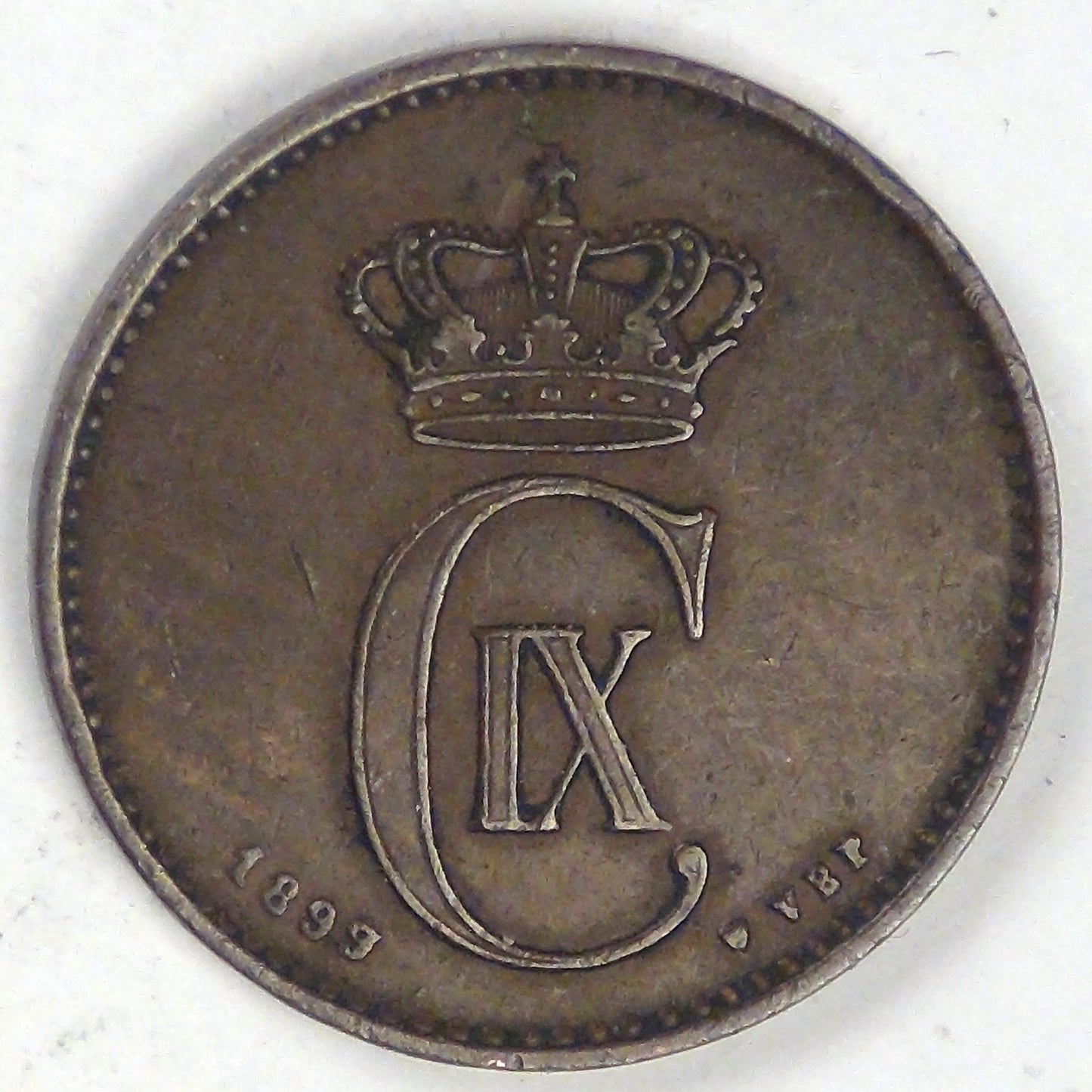 DENMARK, Christian IX, 1899 ♥ VBP, 2 Øre, Choice Extra Fine