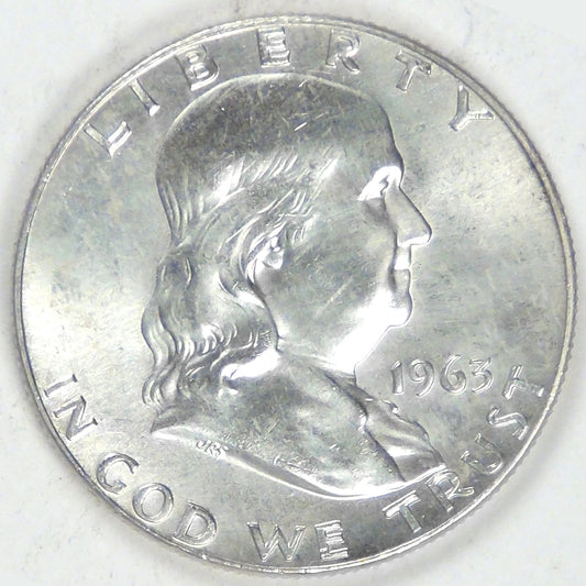 1963-D Franklin Half Dollar, Error: DDR, MS-63