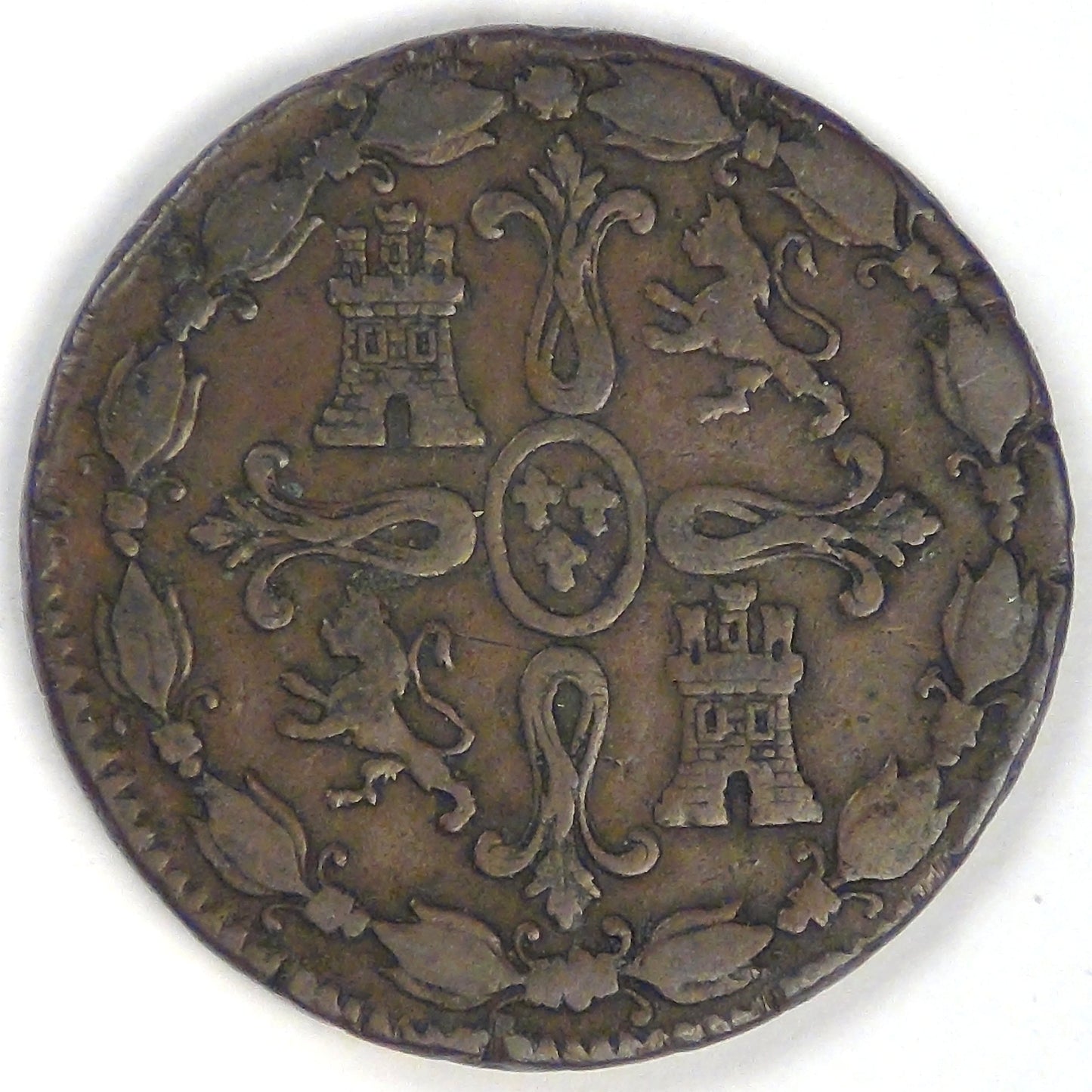 SPAIN - Kingdom, Ferdinand VII, 1824 J, 8 Maravedis, Fine