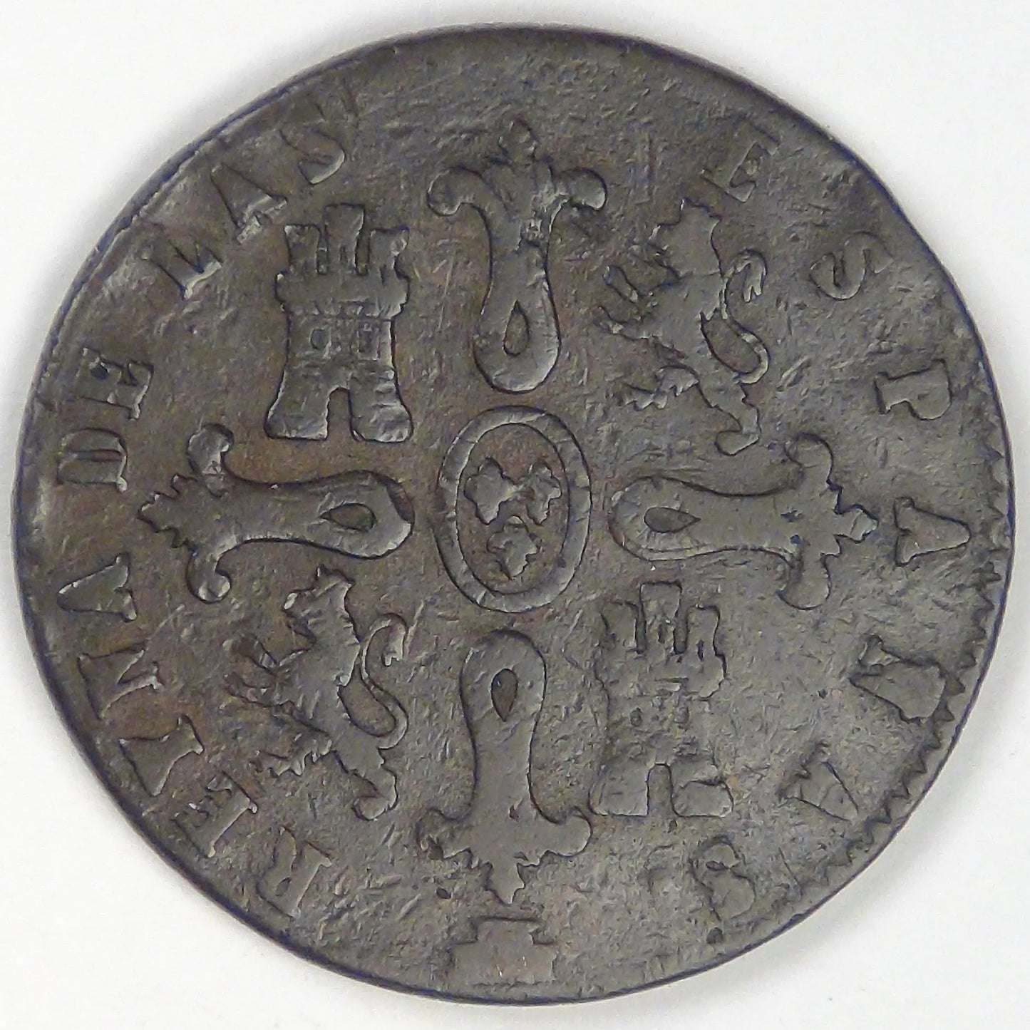 SPAIN - Kingdom, Isabel II, 1844, 8 Maravedis, Very Good + / Fine