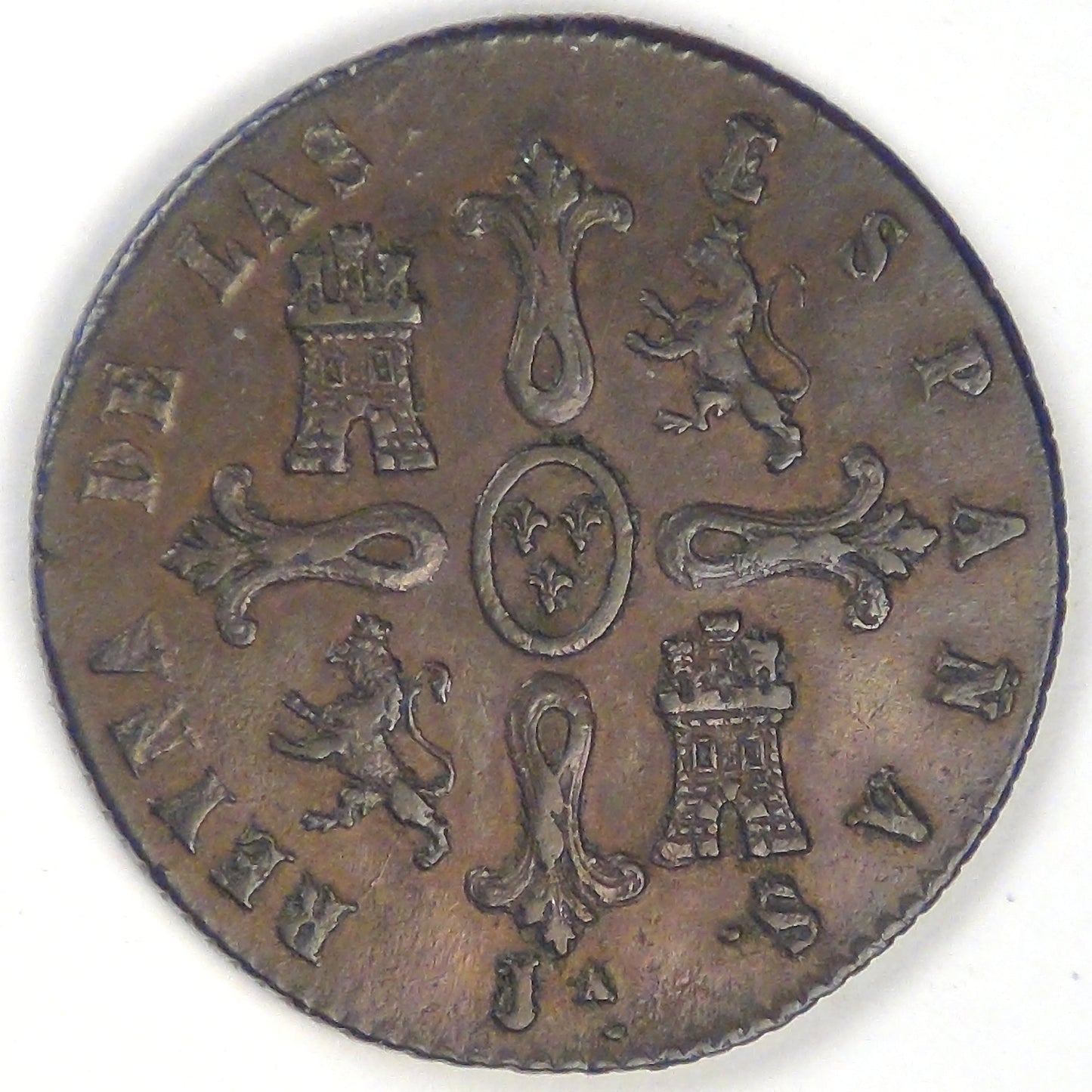 SPAIN - Kingdom, Isabel II, 1848 JA, 8 Maravedis, Choice VF / Extra Fine