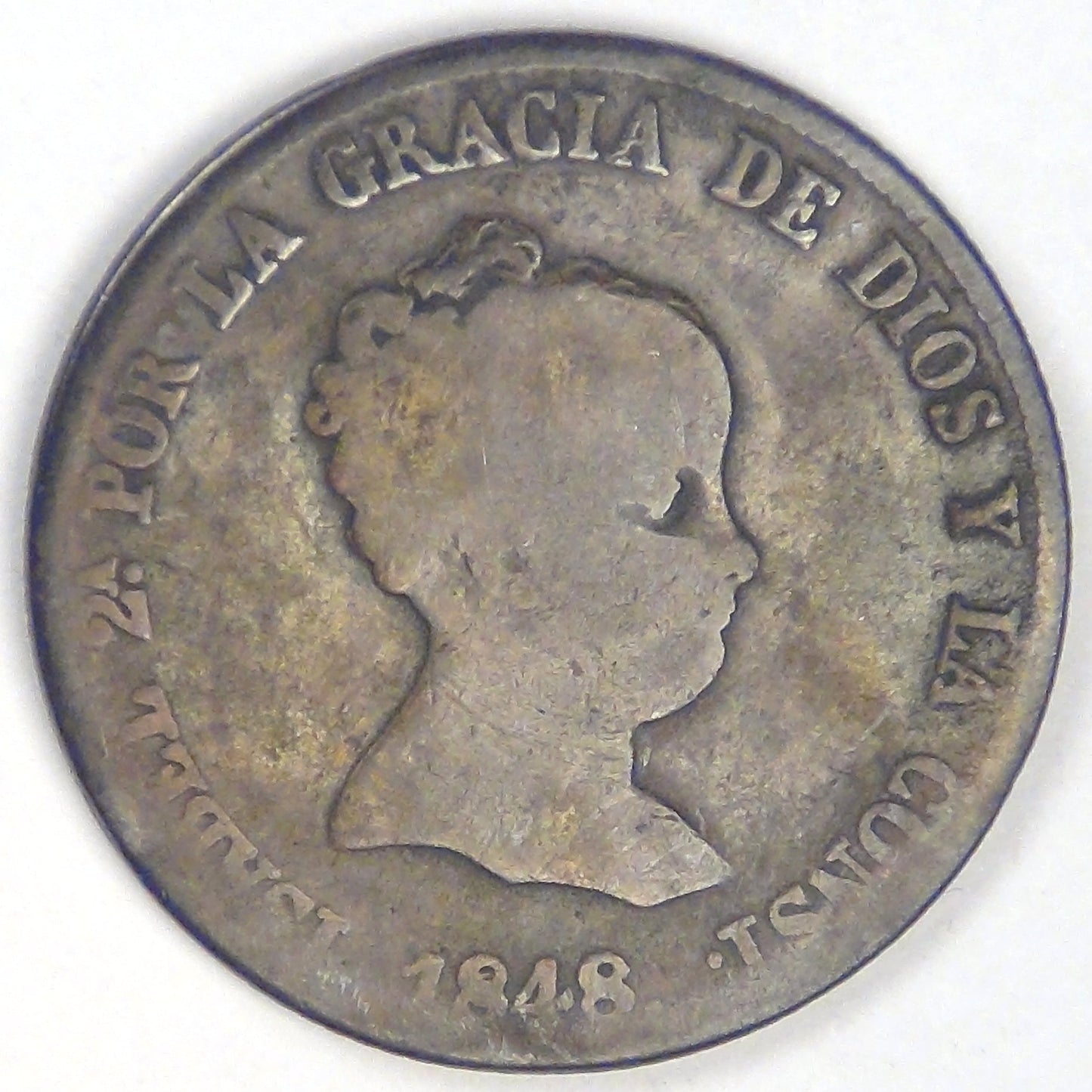 SPAIN - Kingdom, Isabel II, 1848 M GL, 4 Reales, Choice Good
