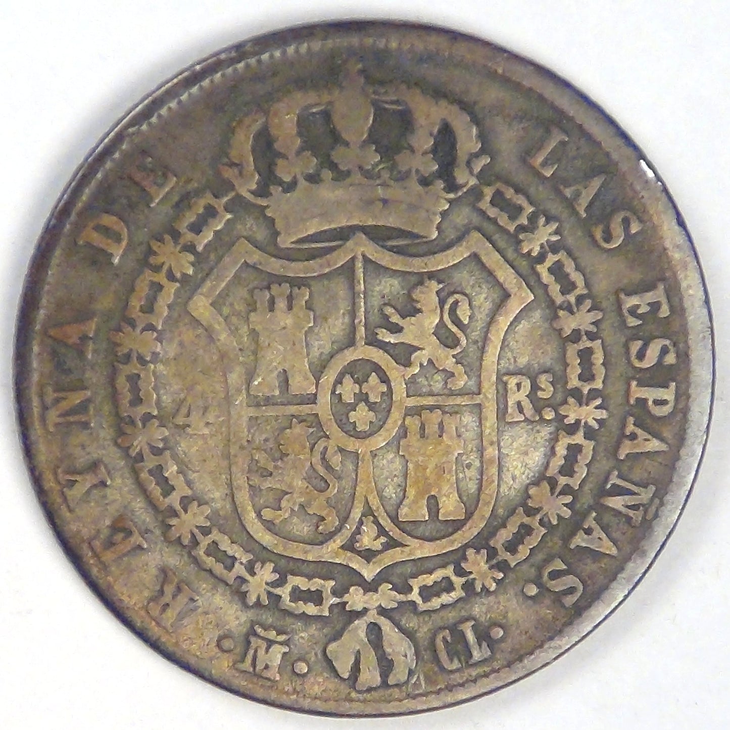SPAIN - Kingdom, Isabel II, 1848 M GL, 4 Reales, Choice Good