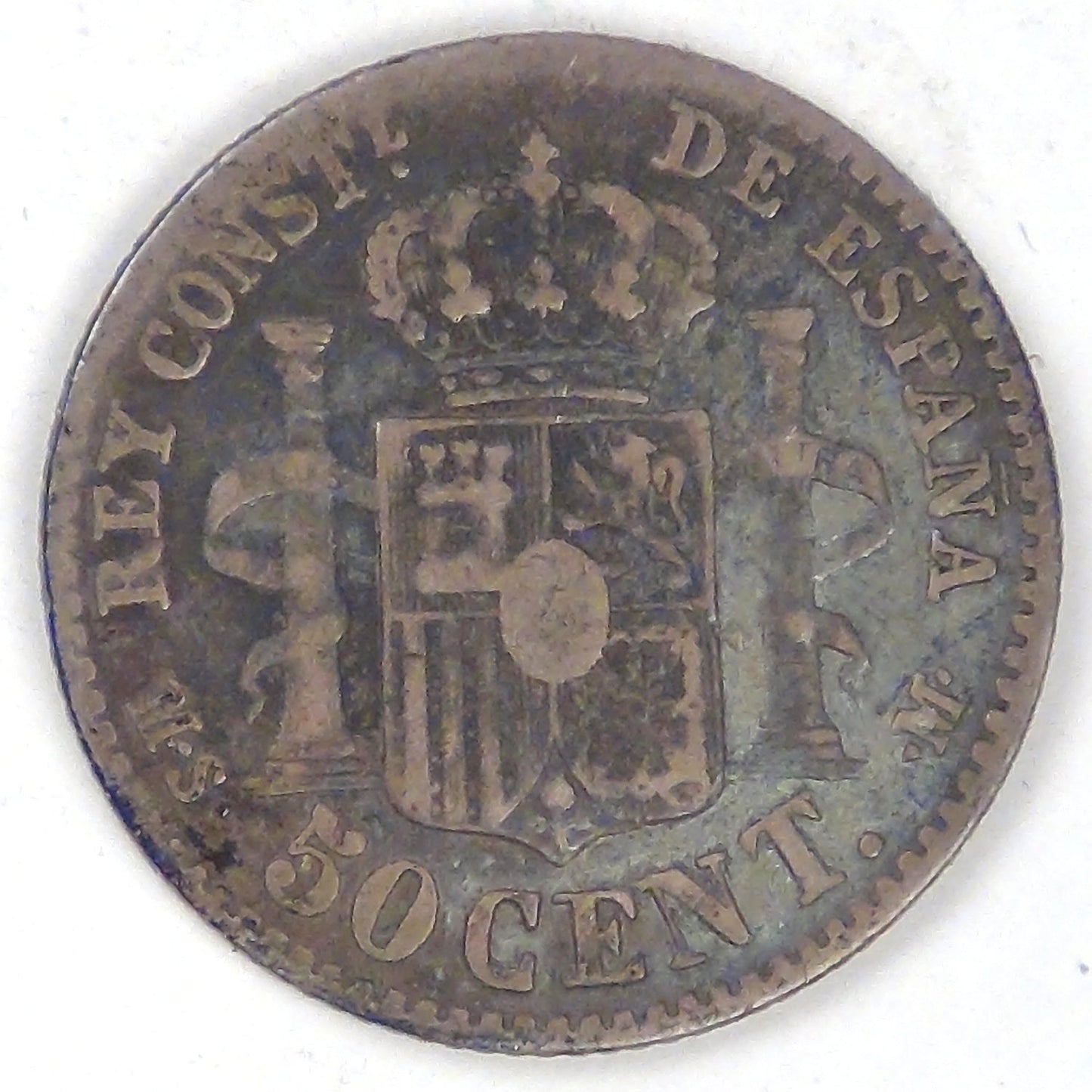SPAIN - Kingdom, Alfonso XII, 1881 (81) MS-M, 50 Centesimos, Choice Fine