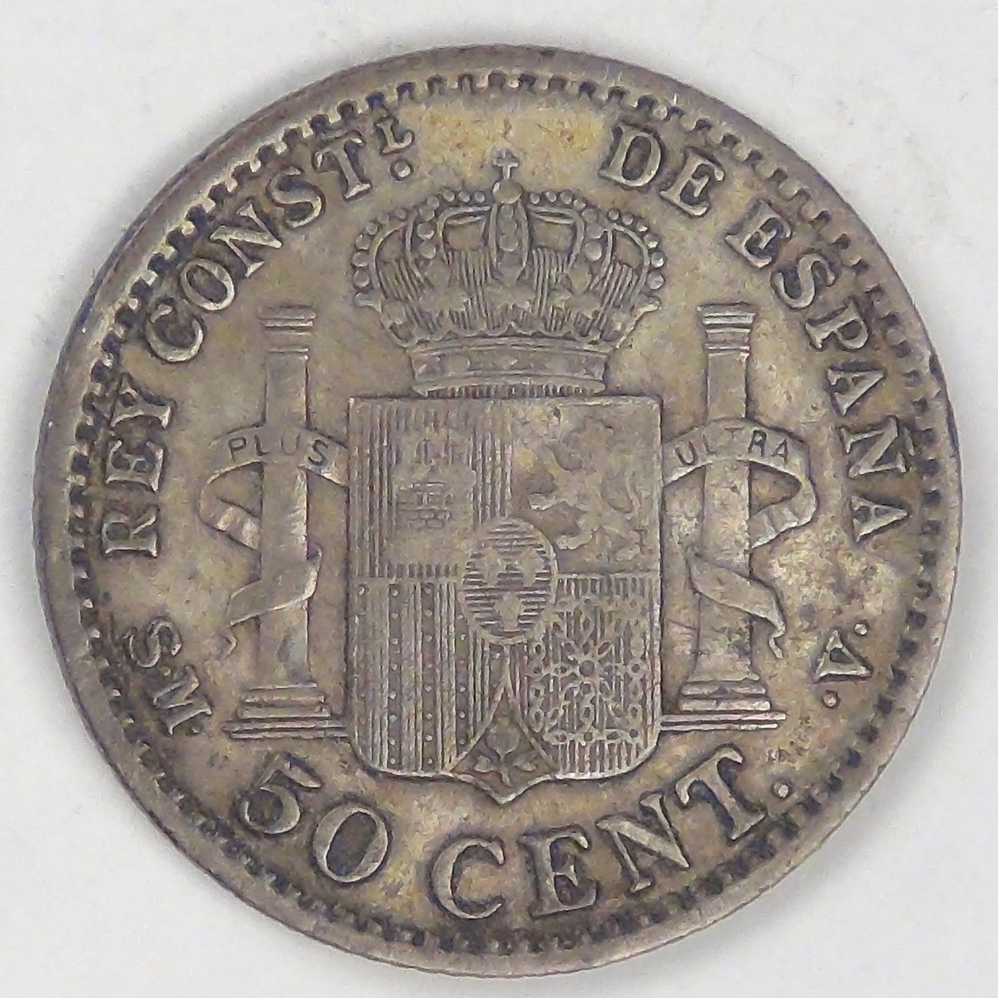 SPAIN - Kingdom, Alfonso XIII, 1900 SM-V, 50 Centesimos, Very Fine