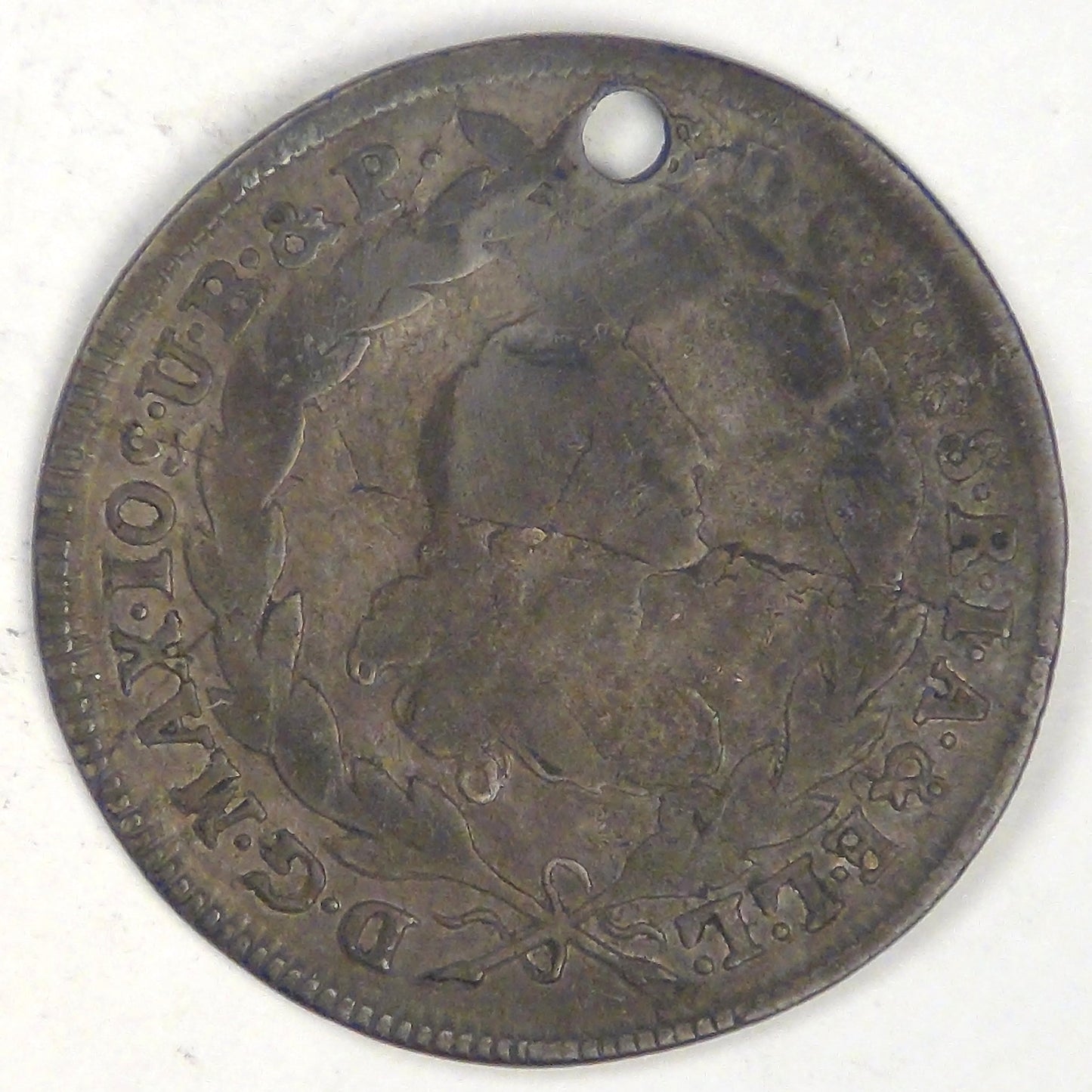 GERMANY - Bavaria, Maximilian III Joseph, 1773, 10 Kreuzer, Fine details (holed)