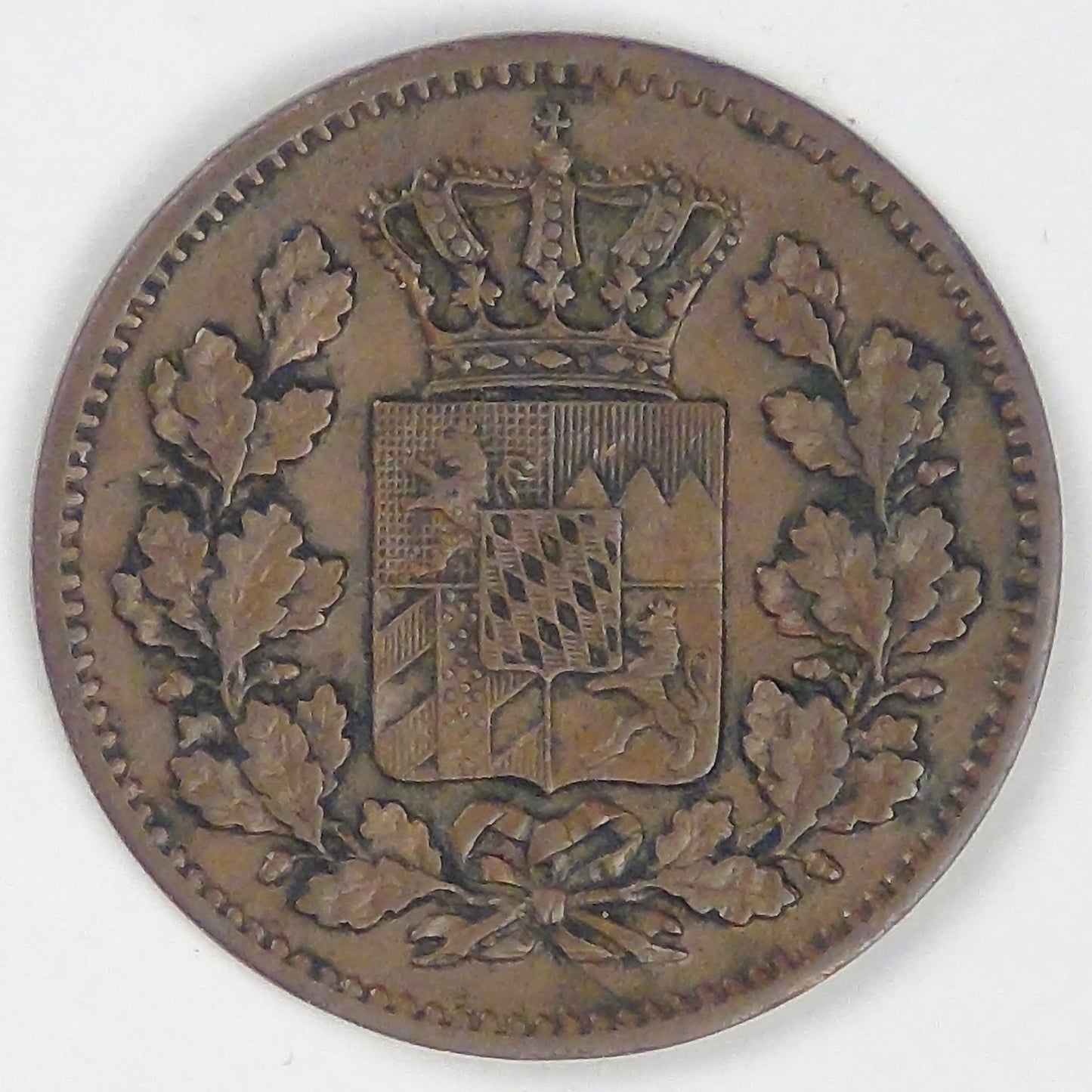 GERMANY - Bavaria, Maximilian II 1862, 2 Pfenning, Extra Fine
