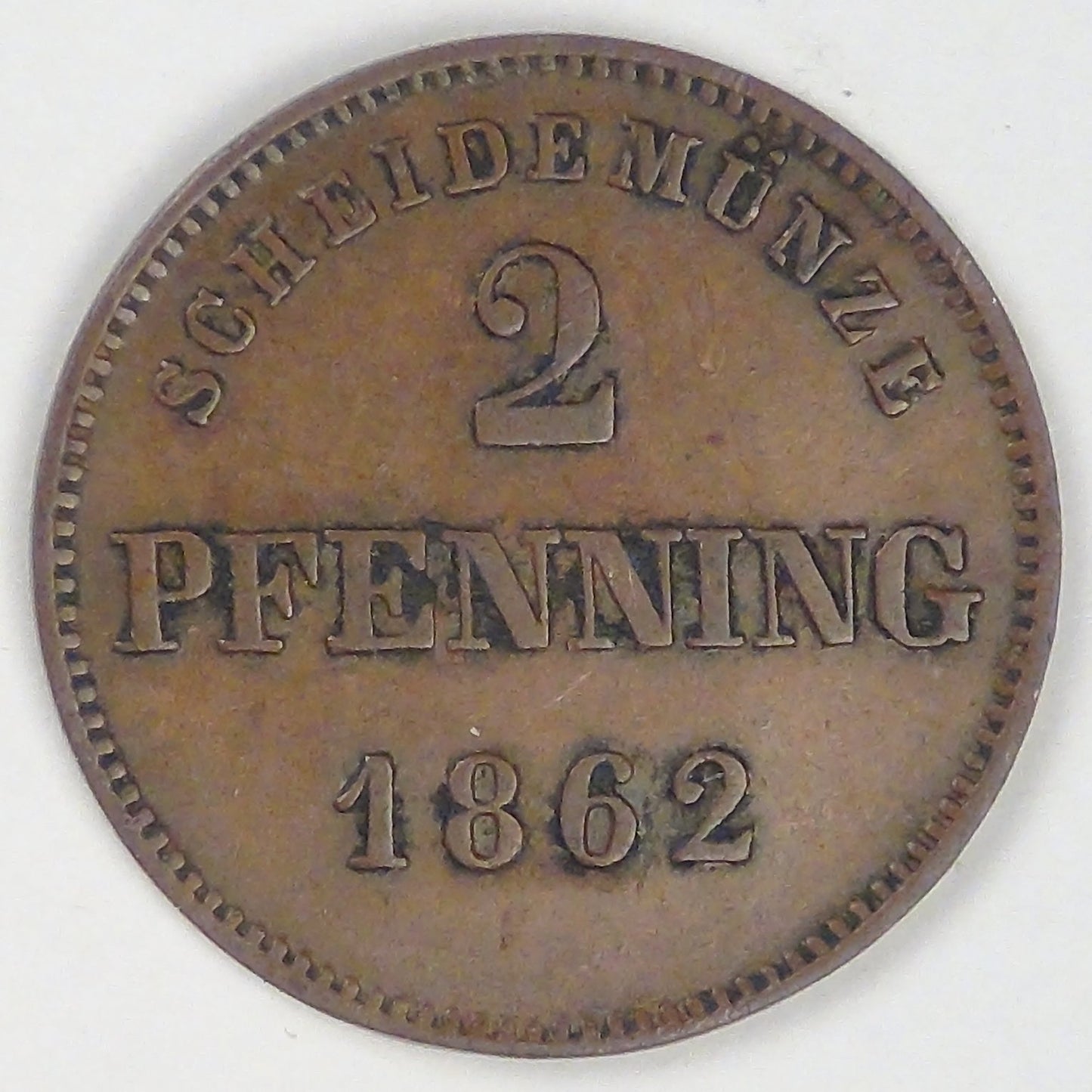 GERMANY - Bavaria, Maximilian II 1862, 2 Pfenning, Extra Fine