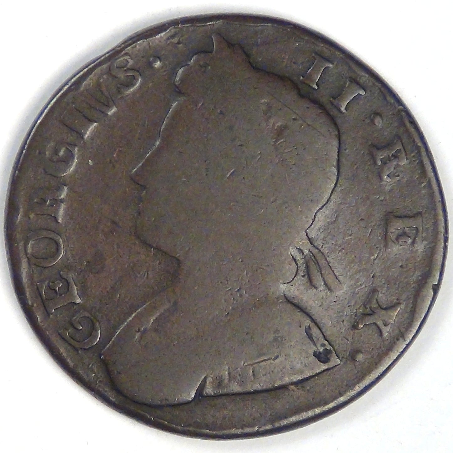 GREAT BRITAIN, George II, 1735, Half Penny, Choice Good