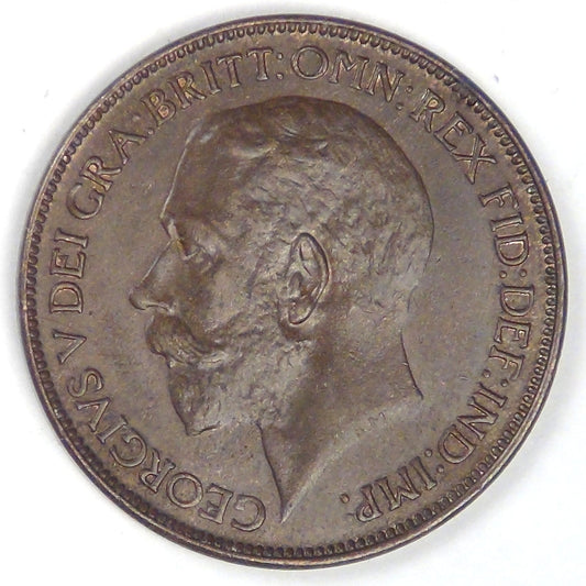 GREAT BRITAIN, George V, 1925, Half Penny, Choice Almost Uncirculated