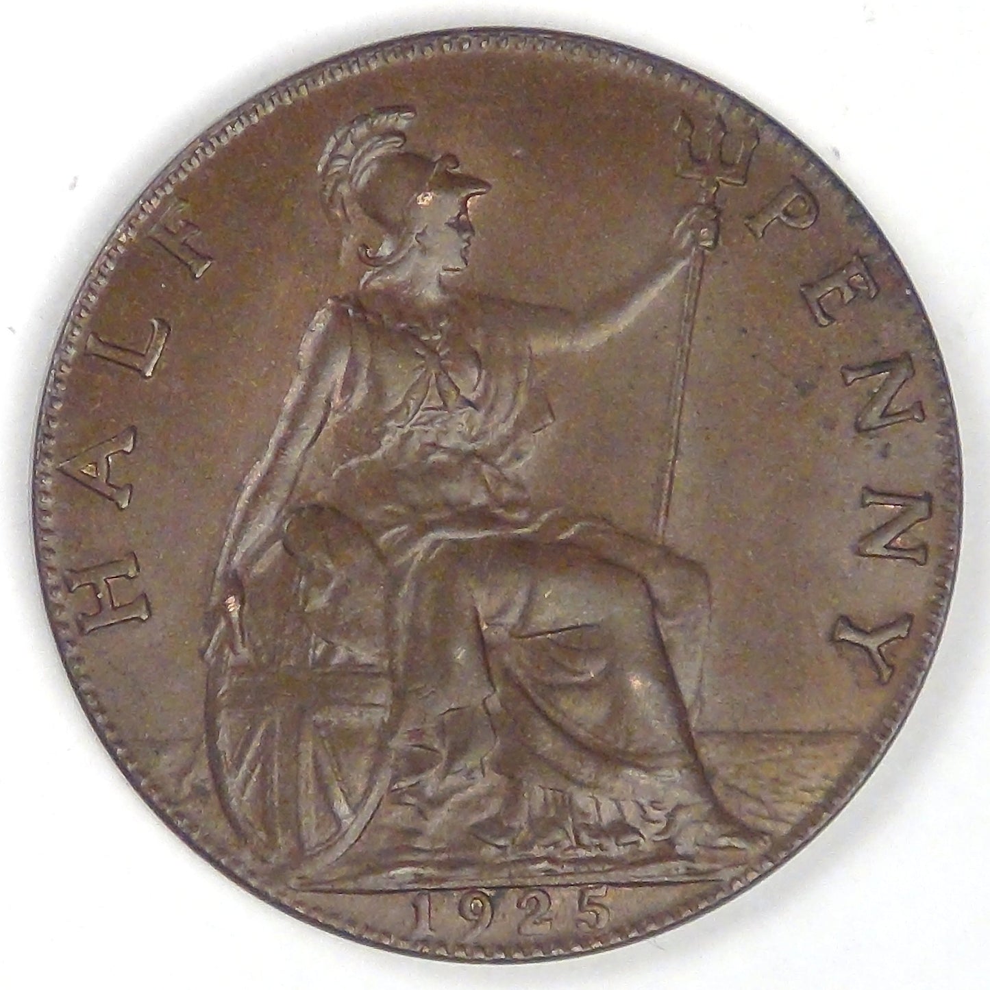 GREAT BRITAIN, George V, 1925, Half Penny, Choice Almost Uncirculated