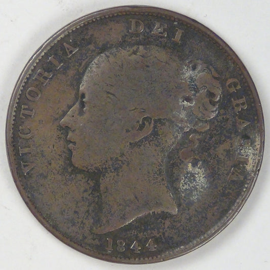 GREAT BRITAIN, Victoria, 1844, Penny, Fine details