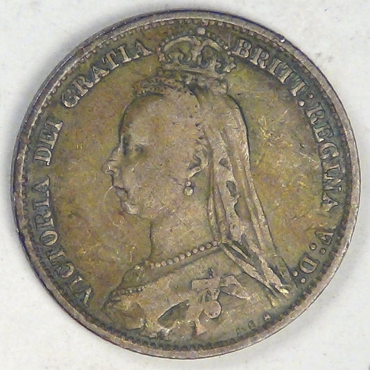 GREAT BRITAIN, Victoria, 1890, 6 Pence, Choice Fine