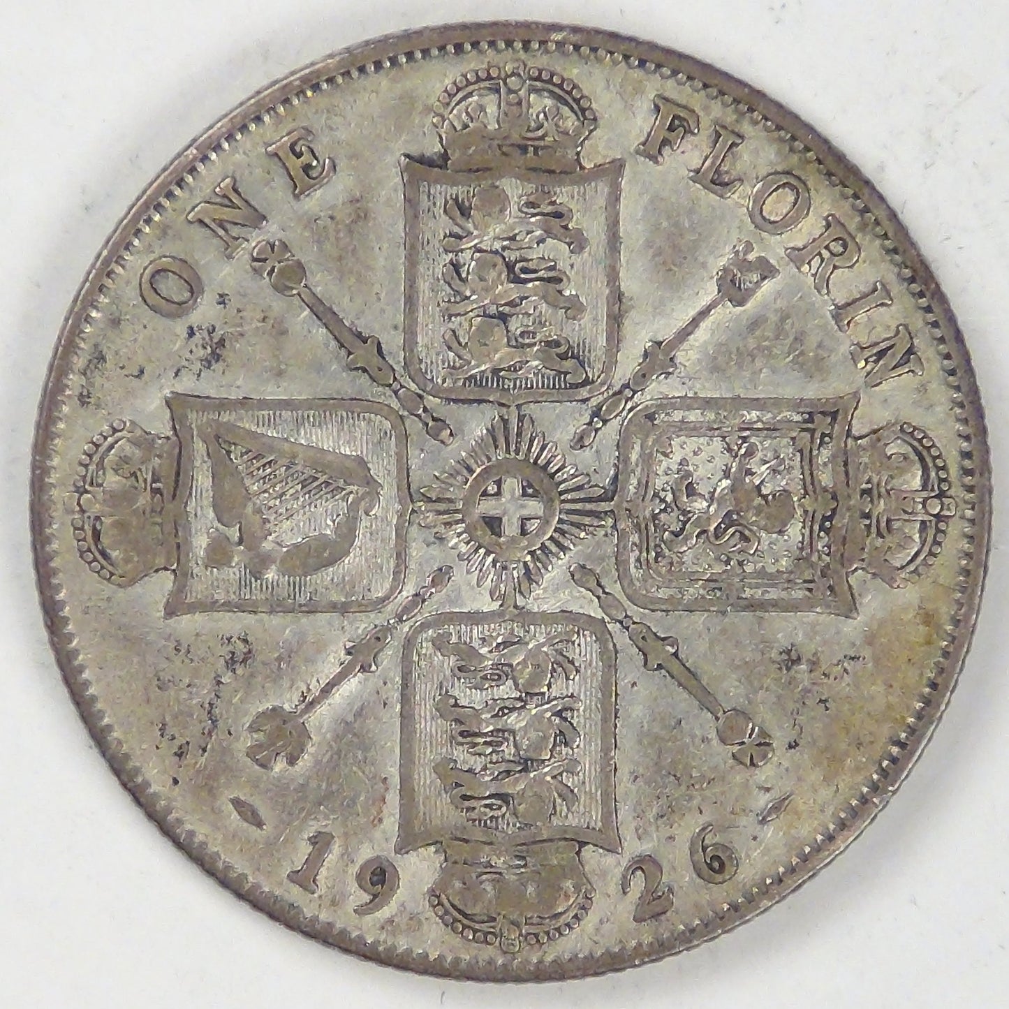 GREAT BRITAIN, George V, 1926 Florin, Very Fine