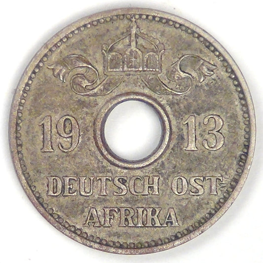 GERMAN EAST AFRICA - Colony, Wilhelm II, 1913 J, 5 Heller, Extra Fine
