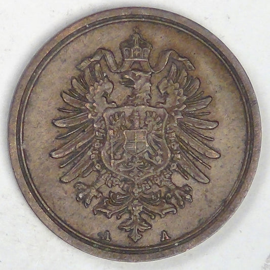 GERMANY - Empire, Wilhelm I, 1887 A, Pfennig, Extra Fine