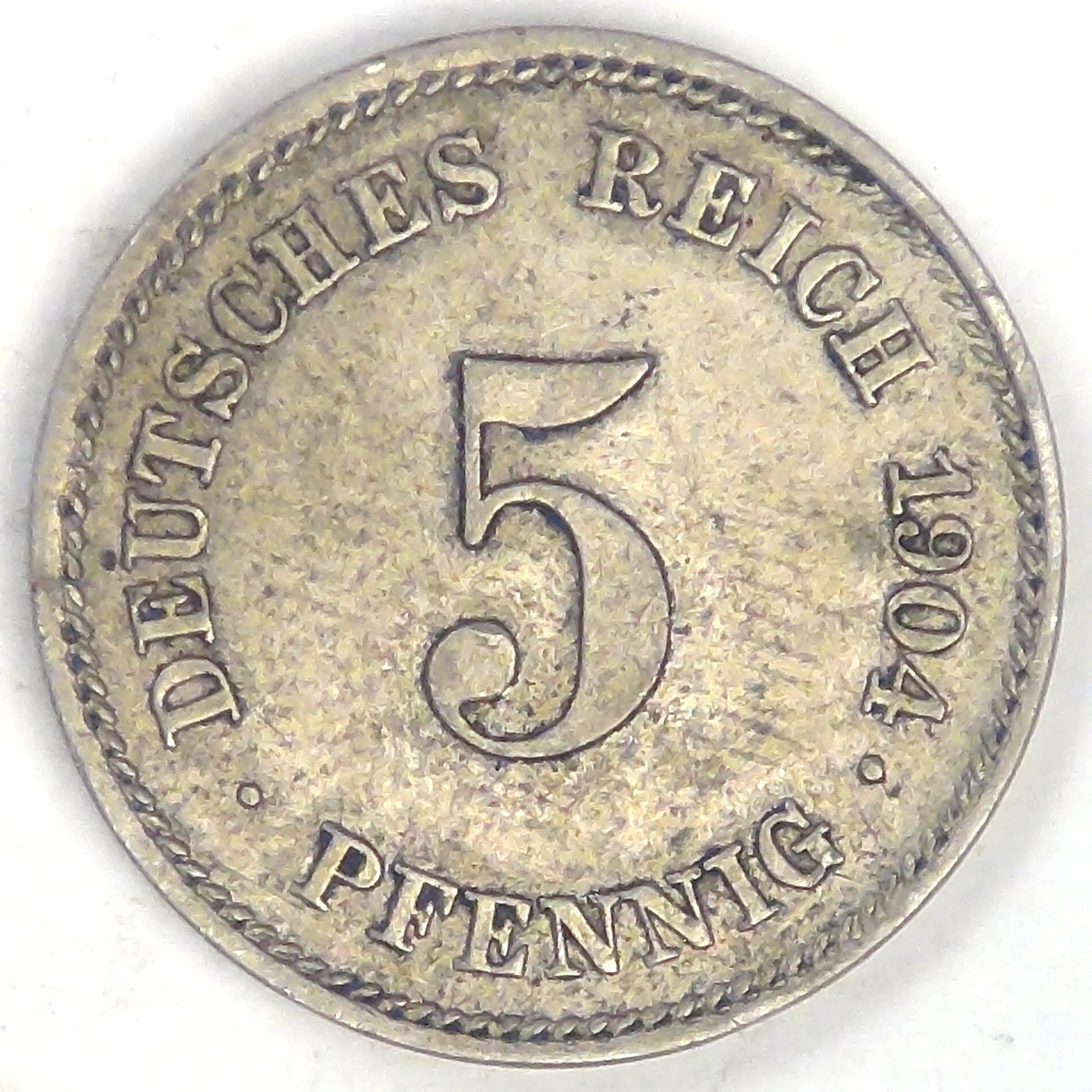 GERMANY - Empire, Wilhelm II, 1904 E, 5 Pfennig, Extra Fine