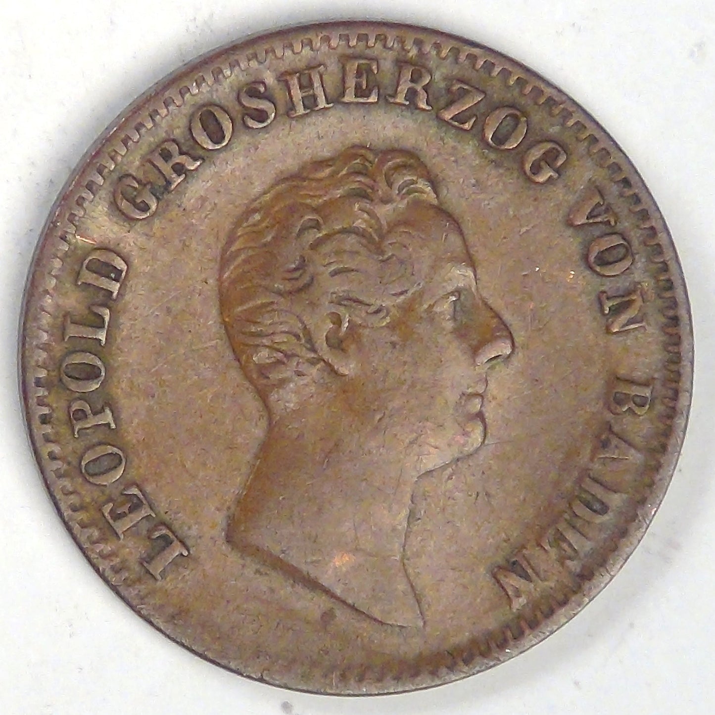 GERMANY - Baden, Leopold I, 1844 Kreuzer, Very Fine +