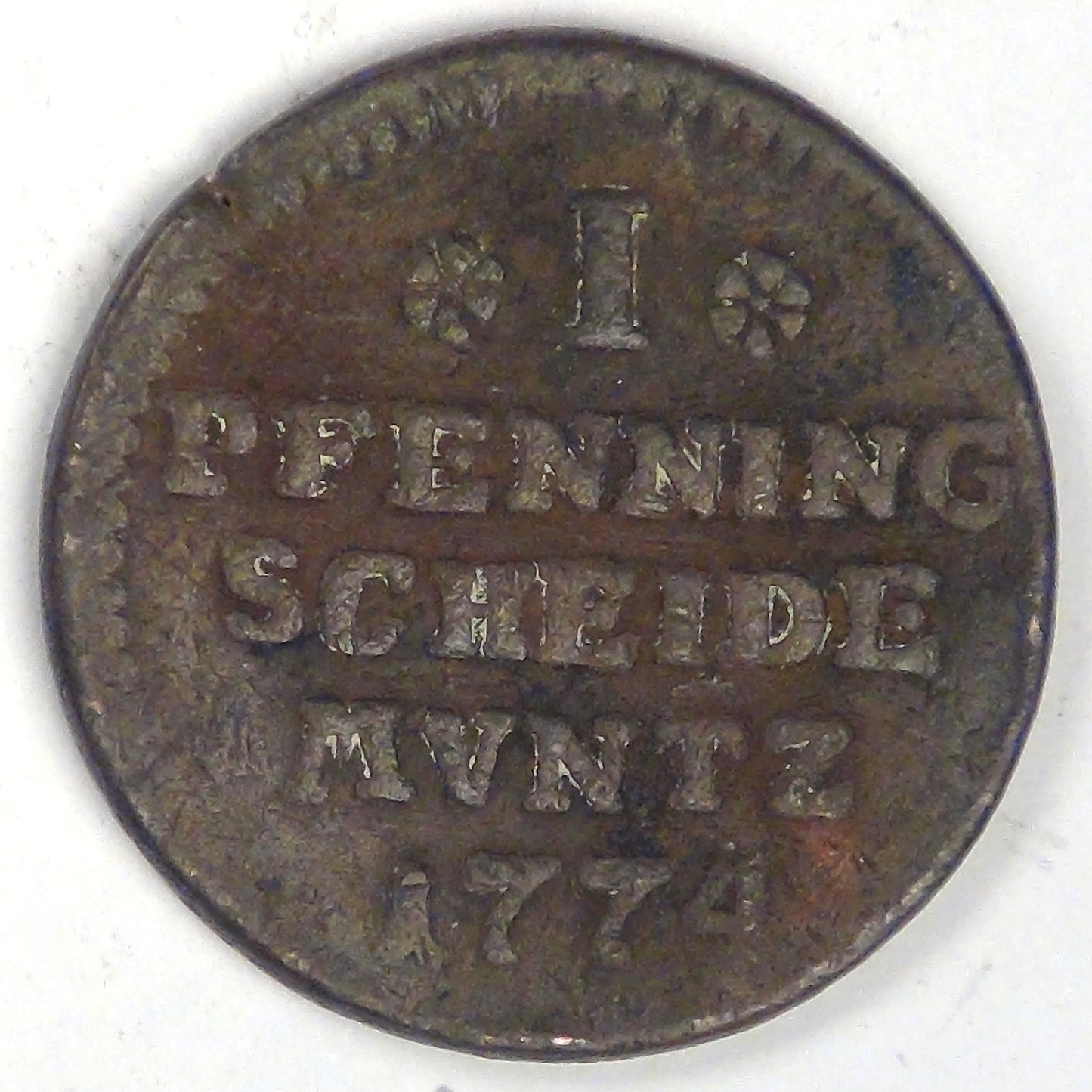 GERMANY - Brunswick-Wolfenbüttel, Karl I, 1774 LCR, Pfenning, Very Good +