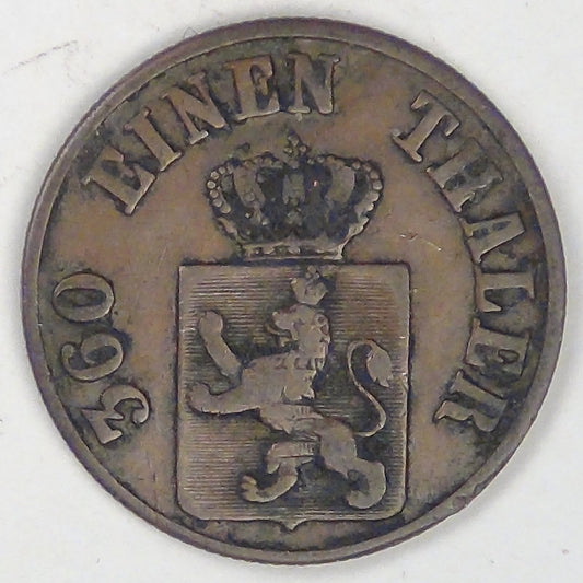 GERMANY - Hesse-Cassel, Friedrich Wilhelm, 1843 Heller, Very Fine