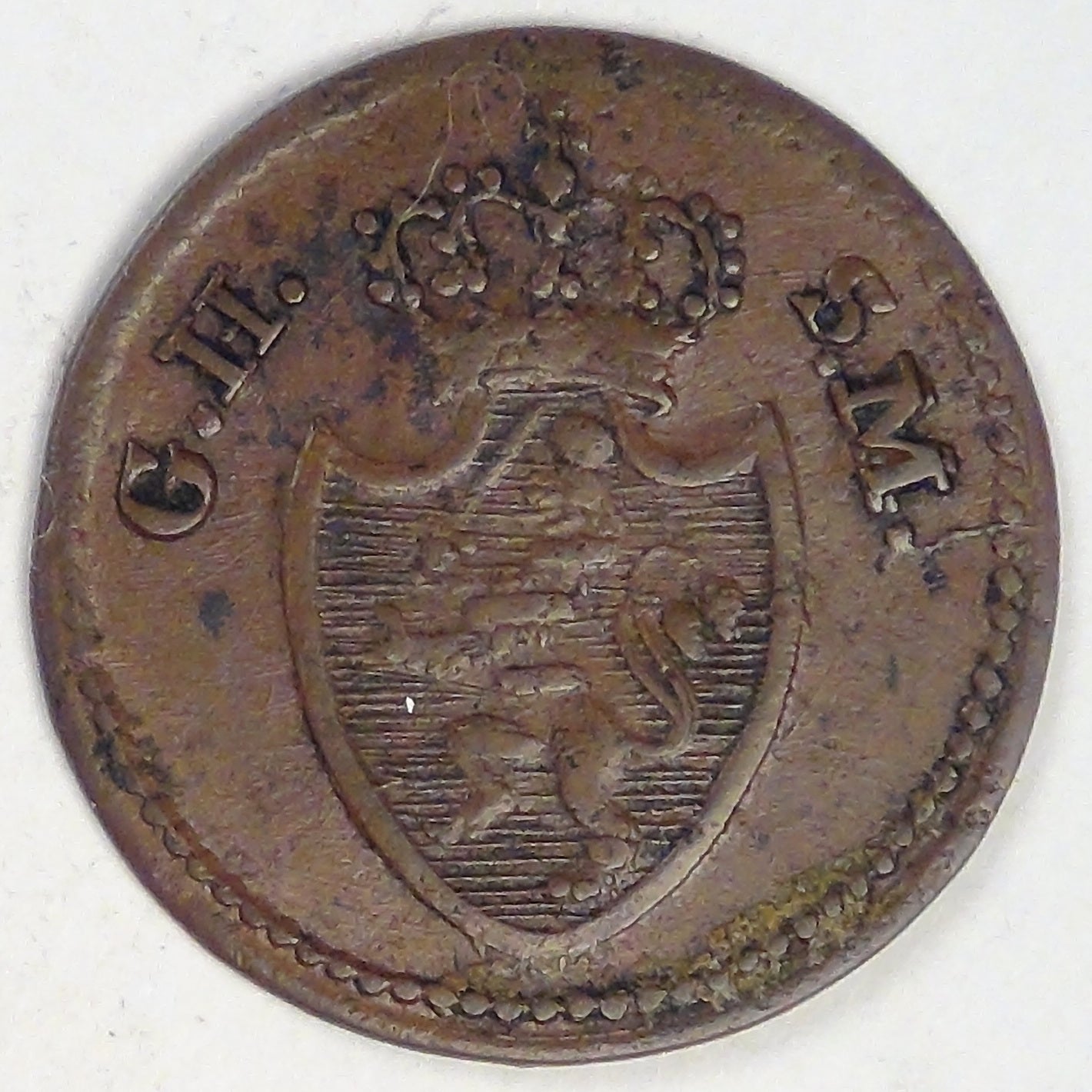 GERMANY - Hesse-Darmstadt, Ludwig I, 1819 Pfennig, Very Fine