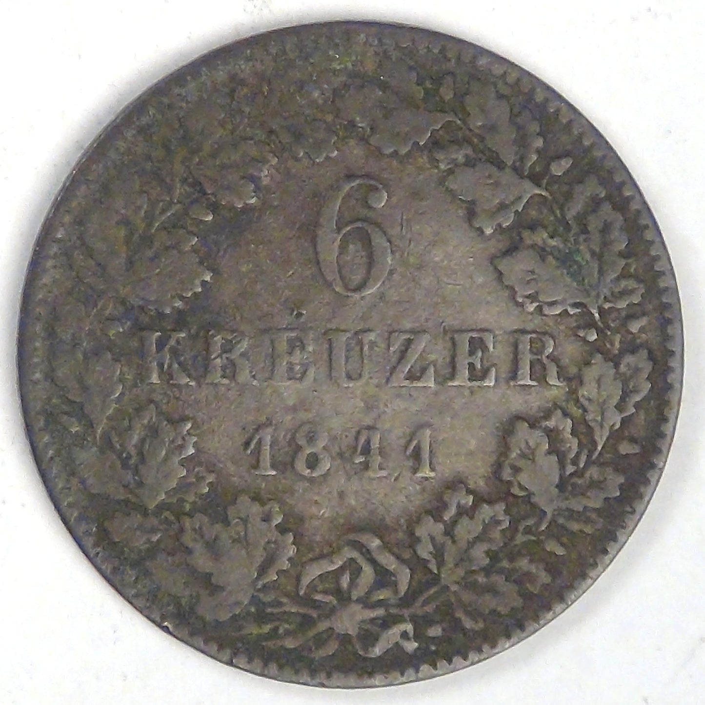 GERMANY - Hesse-Darmstadt, Ludwig II, 1841, 6 Kreuzer, Fine