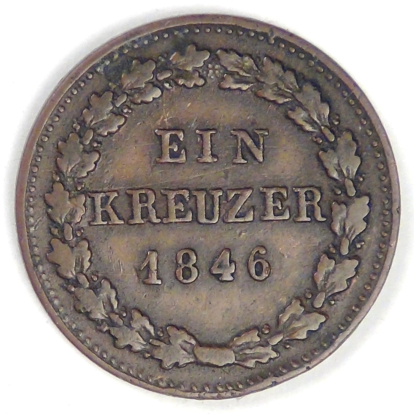 GERMANY - Hohenzollern-Sigmarinngen, Karl, 1846 Kreuzer, Choice Fine / VF