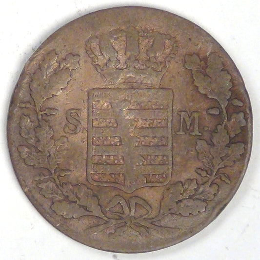 GERMANY - Duchy of Saxe-Meiningen, Bernhard II, 1842, 2 Pfennige, Fine+