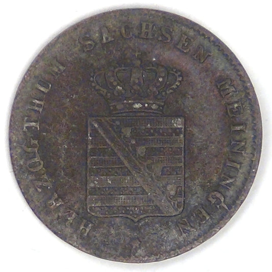 GERMANY - Duchy of Saxe-Meiningen, Bernhard II, 1854, ¼ Kreuzer, Very Fine