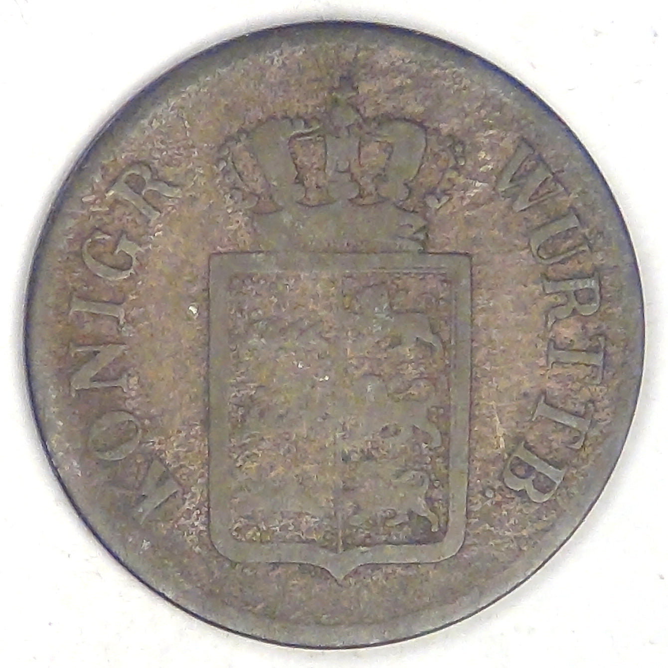 GERMANY - Kingdom of Württemberg, Wilhelm I, 1845, 3 Kreuzer, Fine