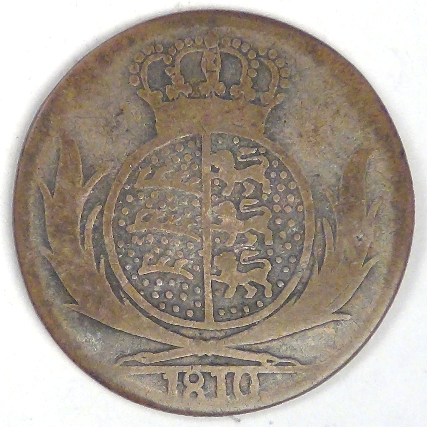 GERMANY - Kingdom of Württemberg, Friedrich I, 1810, 6 Kreuzer, Very Good / Fine