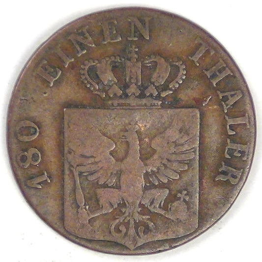 GERMANY - Prussia, Friedrich Wilhelm III, 1838 D, 2 Pfennige, Fine