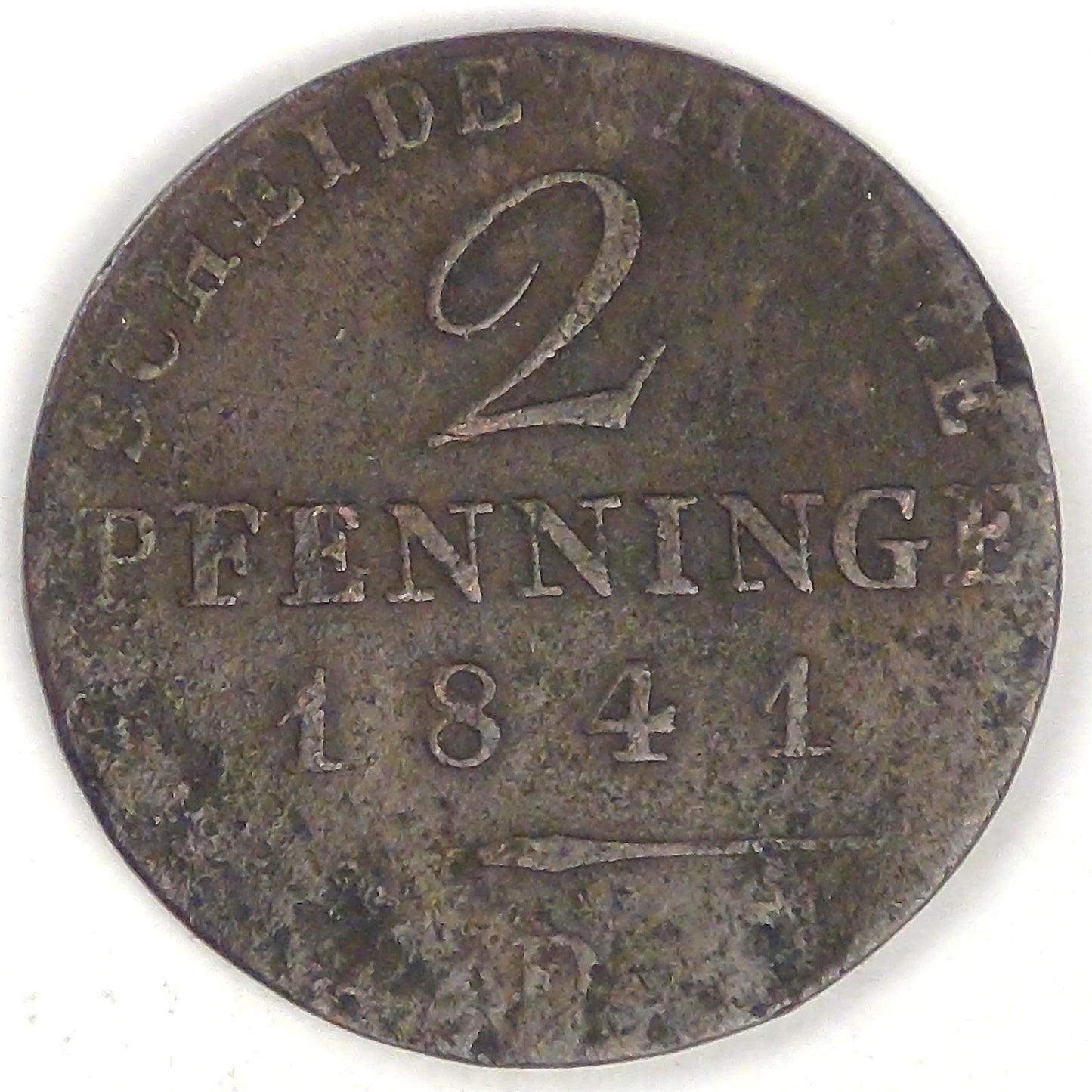 GERMANY - Prussia, Friedrich Wilhelm IV, 1841 D, 2 Pfennige, Fine