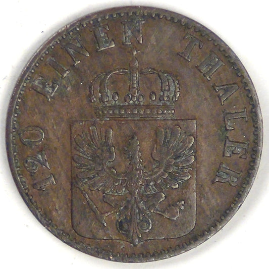 GERMANY - Prussia, Wilhelm I, 1862 A, 3 Pfennige, Choice Very Fine