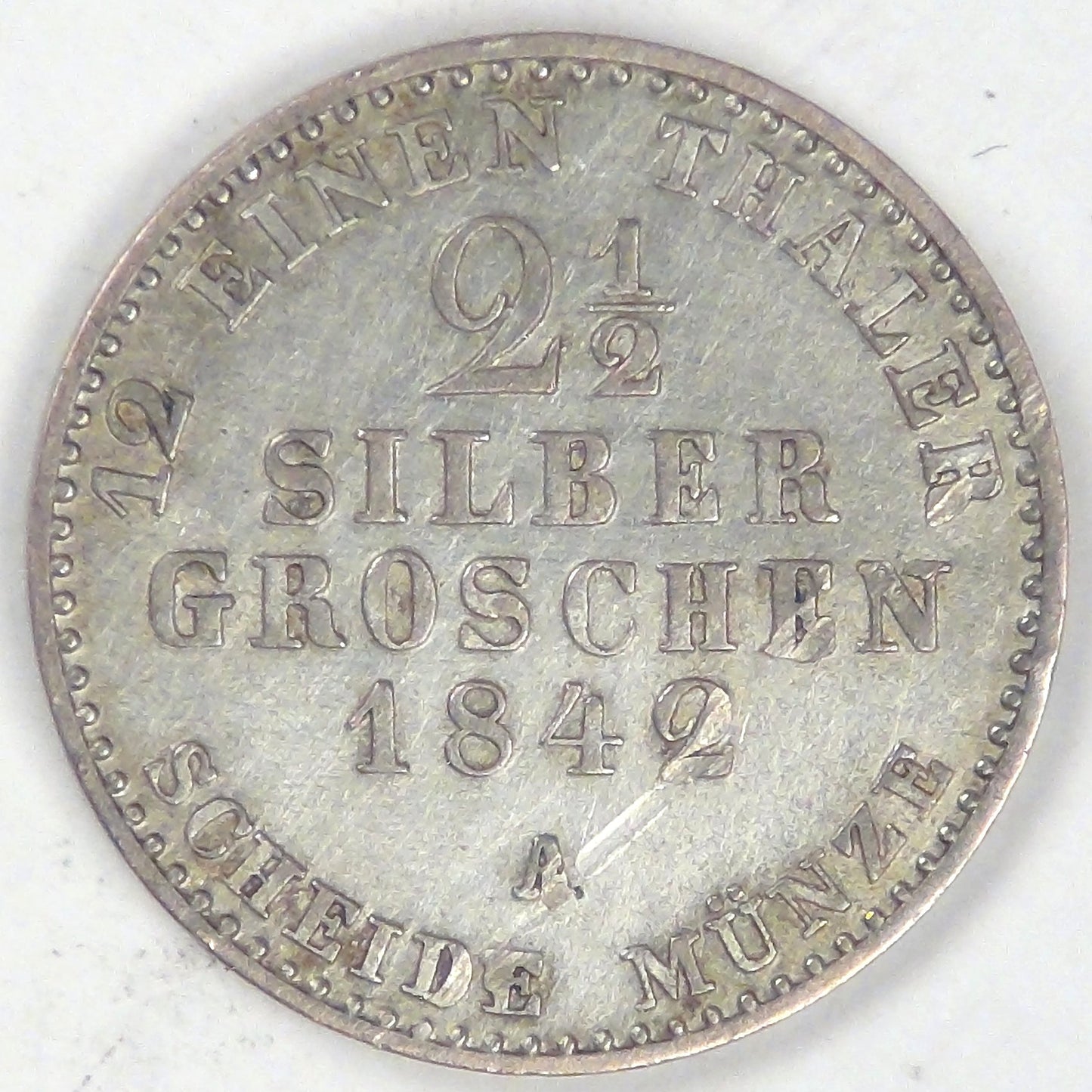 GERMANY - Prussia, Friedrich Wilhelm IV, 1842 A, 2½ Silbergroschen, VF+ details