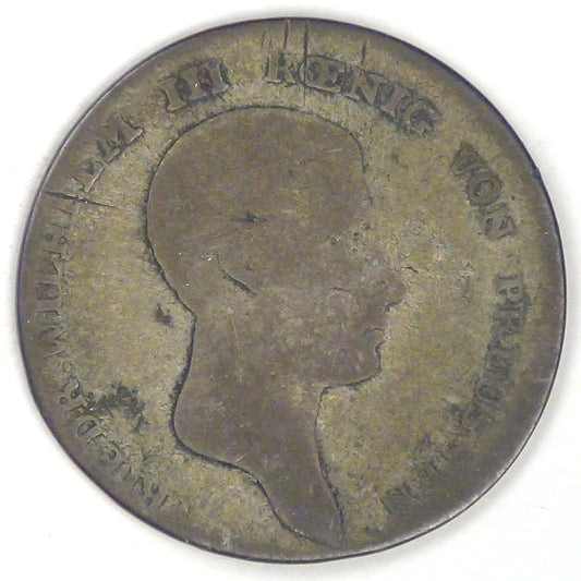 GERMANY - Prussia, Friedrich Wilhelm III, 1812 A, 1/6 Reichsthaler, Good / VG