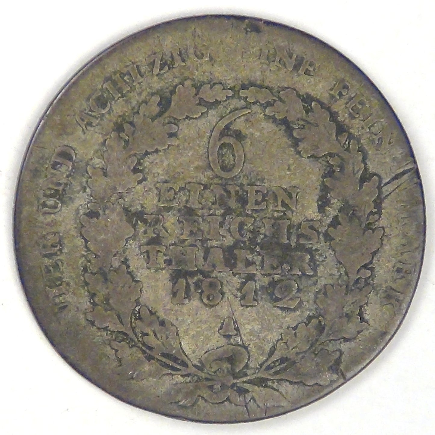 GERMANY - Prussia, Friedrich Wilhelm III, 1812 A, 1/6 Reichsthaler, Good / VG