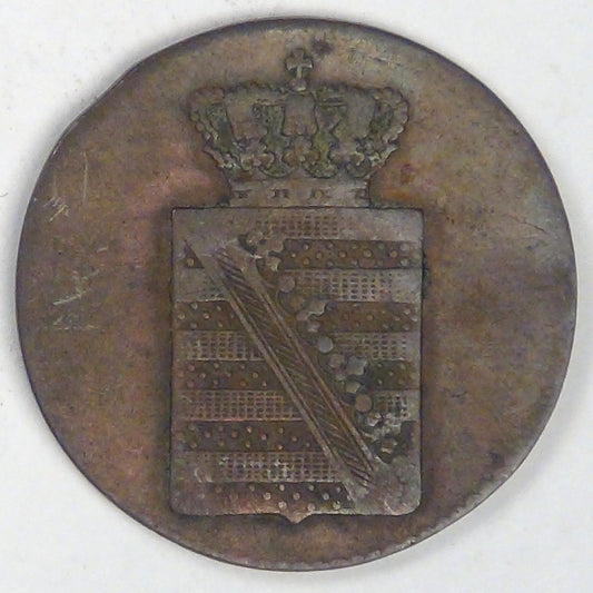 GERMANY - Kingdom of Saxony, Friedrich August II, 1837 G, Pfennig, Very Fine